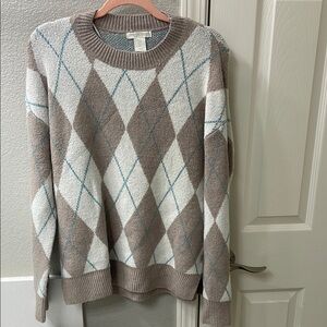 Argyle Sweater in Brown and White